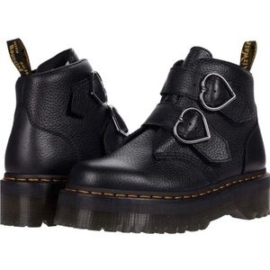 Doc Marten Devon Heart Platform Black Leather Boots Women’s US Size 5